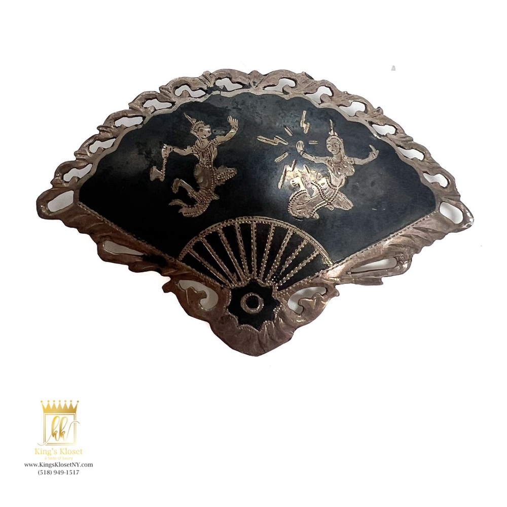 Vintage Siam Sterling Fan brooch